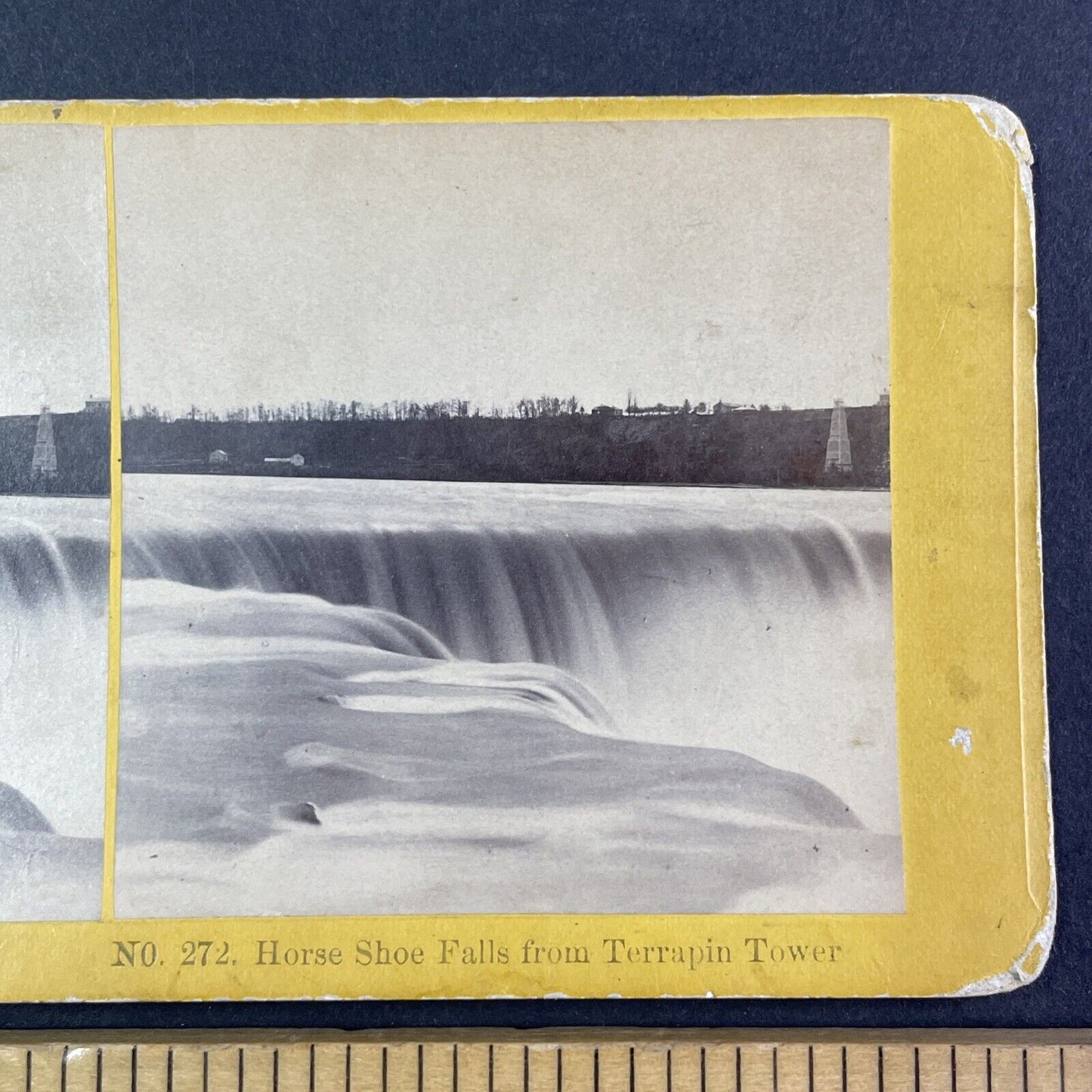 Samuel Street's Pagoda from Top of Niagara Falls Stereoview Antique c1870s Y2128