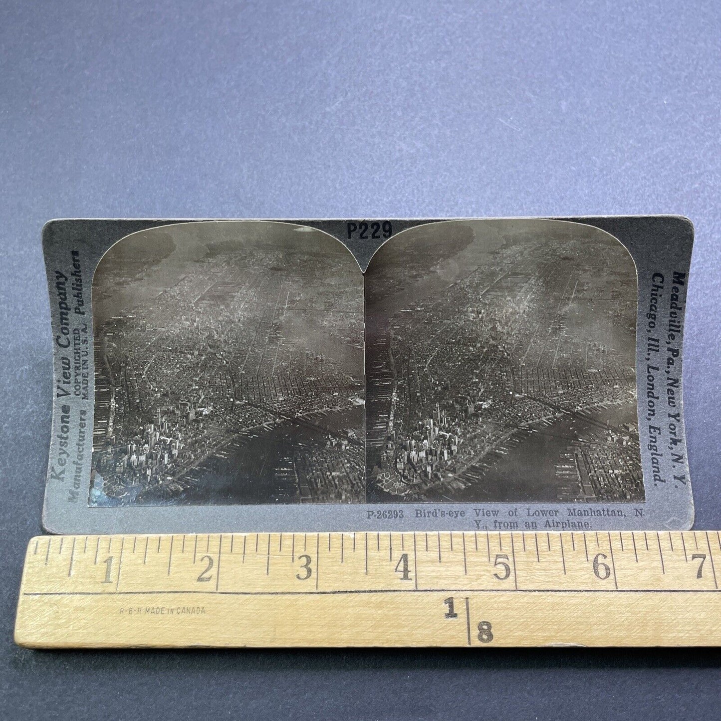 Antique 1920s Manhattan New York City Aerial View Stereoview Photo Card V3588