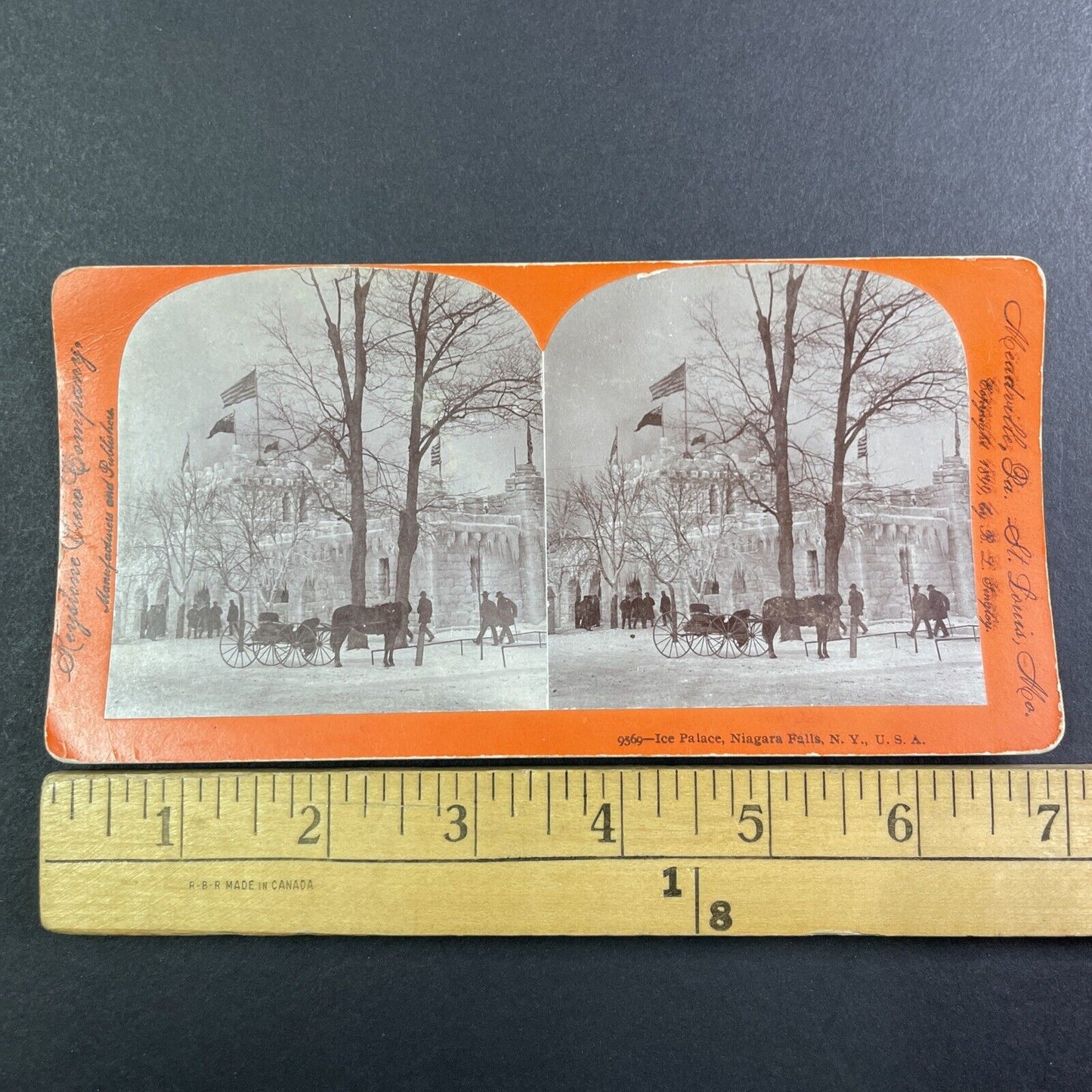 Hand-Carved Ice Castle Niagara Falls New York Stereoview Antique c1899 Y1439