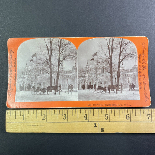 Hand-Carved Ice Castle Niagara Falls New York Stereoview Antique c1899 Y1439