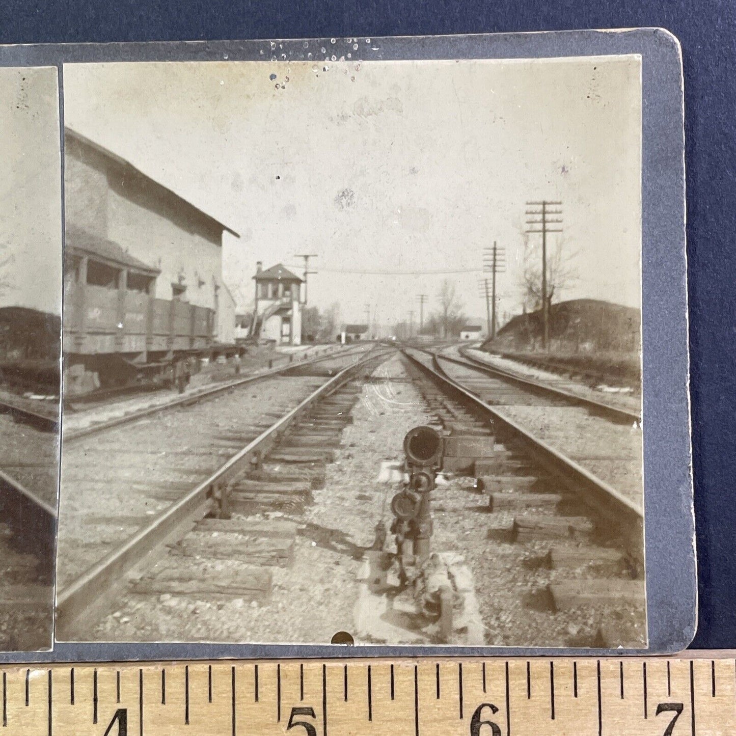 Brush Lake Ohio Depot Stereoview Pennsylvania Railroad Antique c1908 X1501