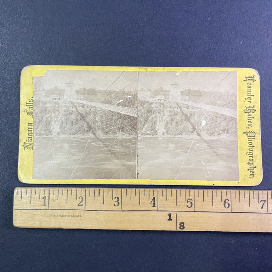 Niagara Falls Railroad Suspension Wires Stereoview Leander Baker c1870s Y2516