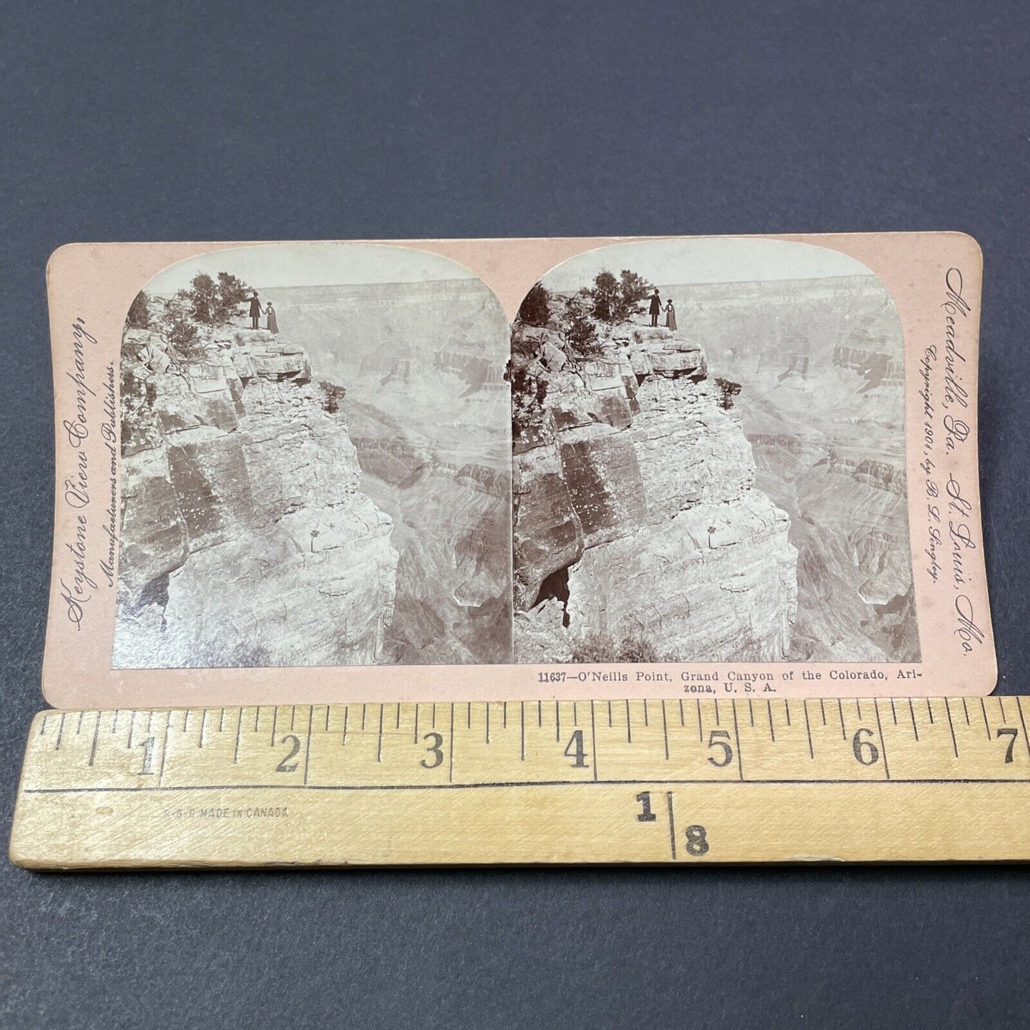 Antique 1901 Daredevils On Edge Of The Grand Canyon Stereoview Photo Card V2125