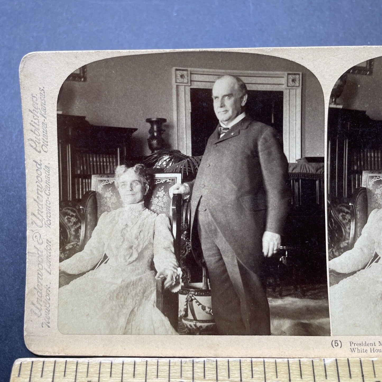 Antique 1901 President William McKinley & His Wife Stereoview Photo Card P2346