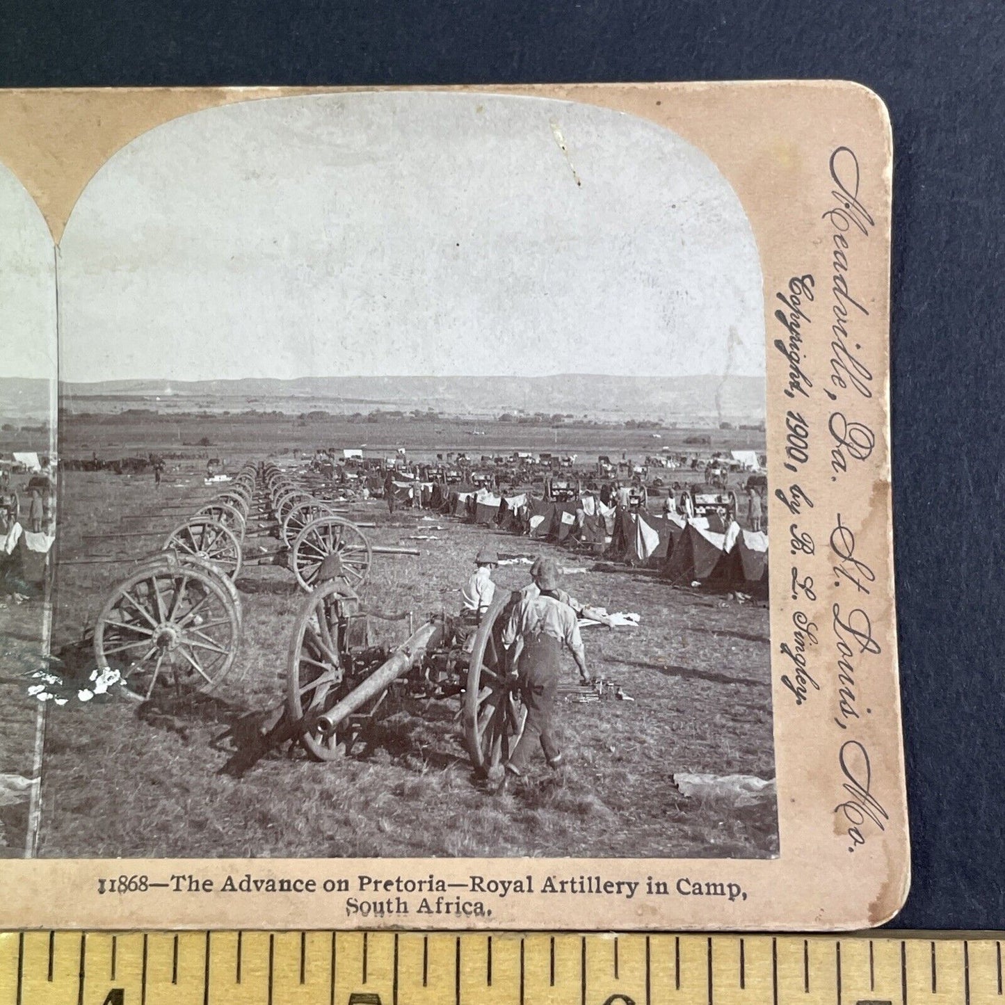 Boer War Cannons Line Up For Battle Stereoview South Africa Antique c1900 X3156