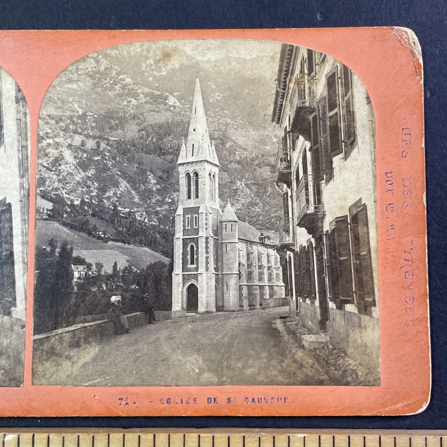 Luz-Saint-Sauveur Church France Stereoview Ernest Lamy Antique c1870 X3743