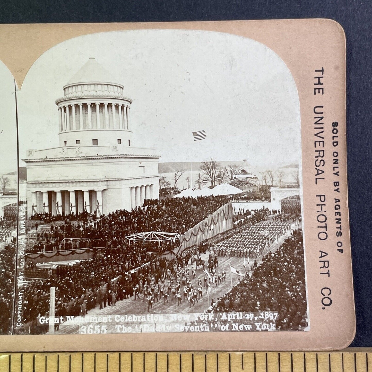 Ulysses S. Grant Grave Monument Opening Stereoview NY Antique c1897 X3523