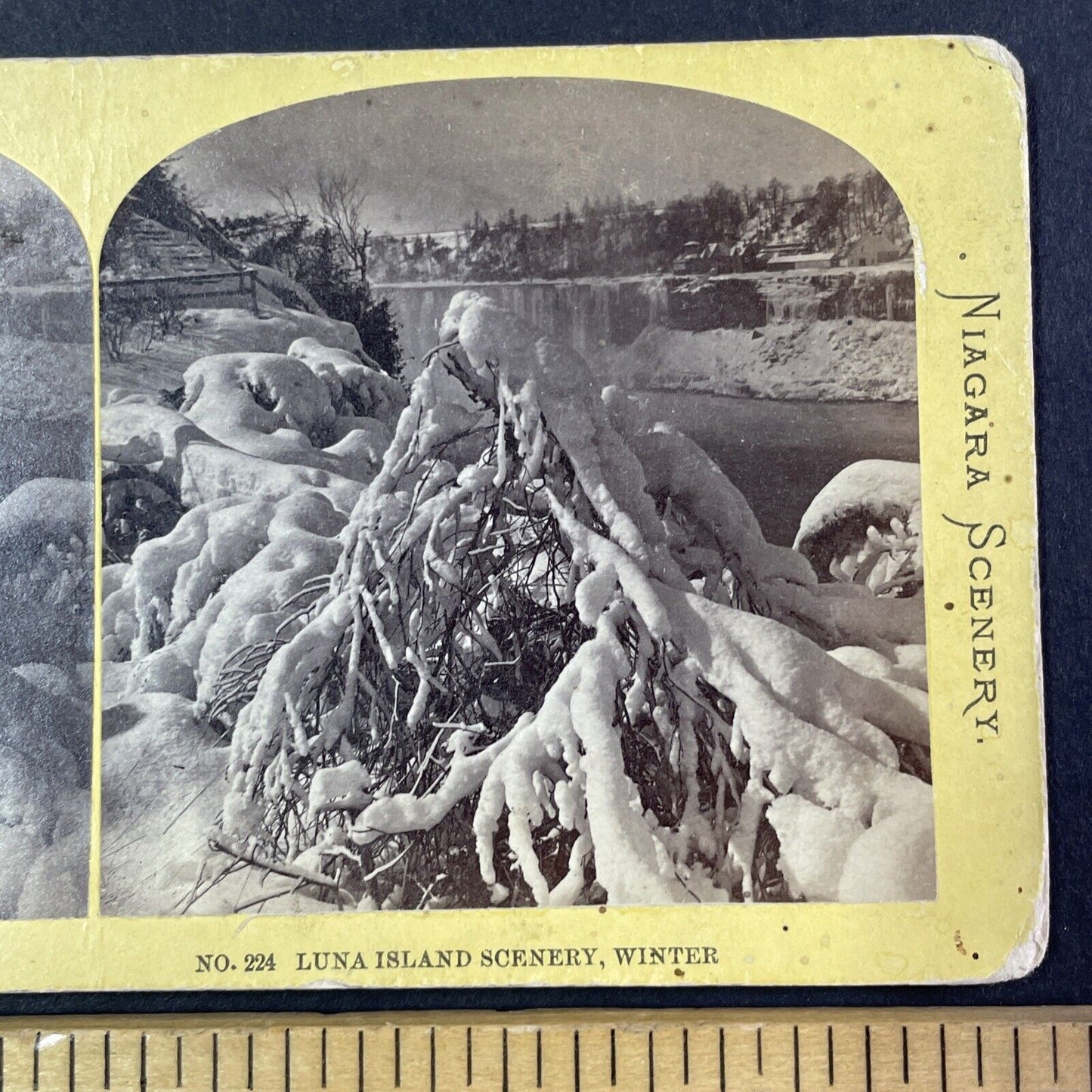 Niagara Falls From Luna Island Stereoview J.S. Moulton Antique c1870s Y1758