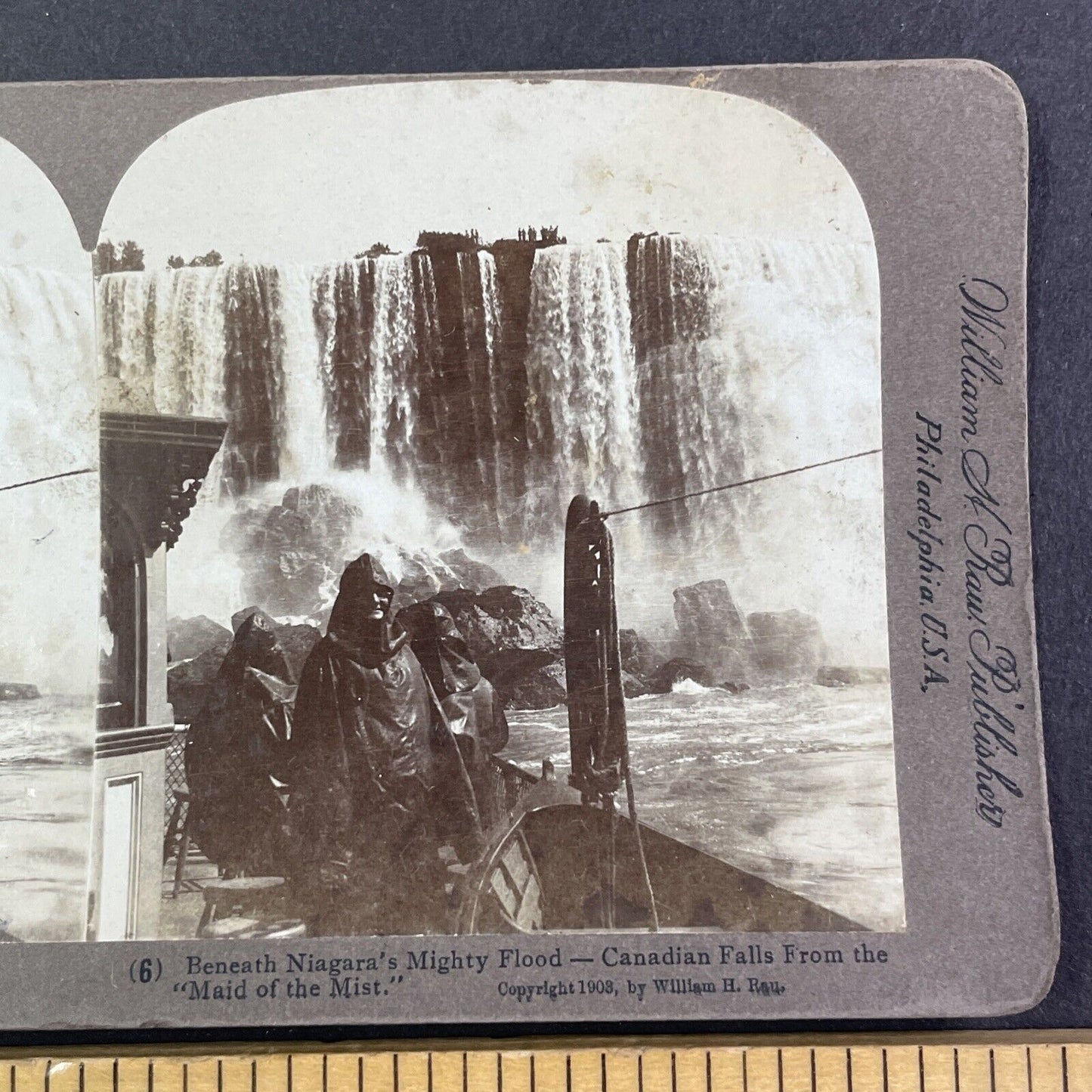 Aboard the Maid of the Mist Niagara Falls Stereoview Antique c1903 Y3011