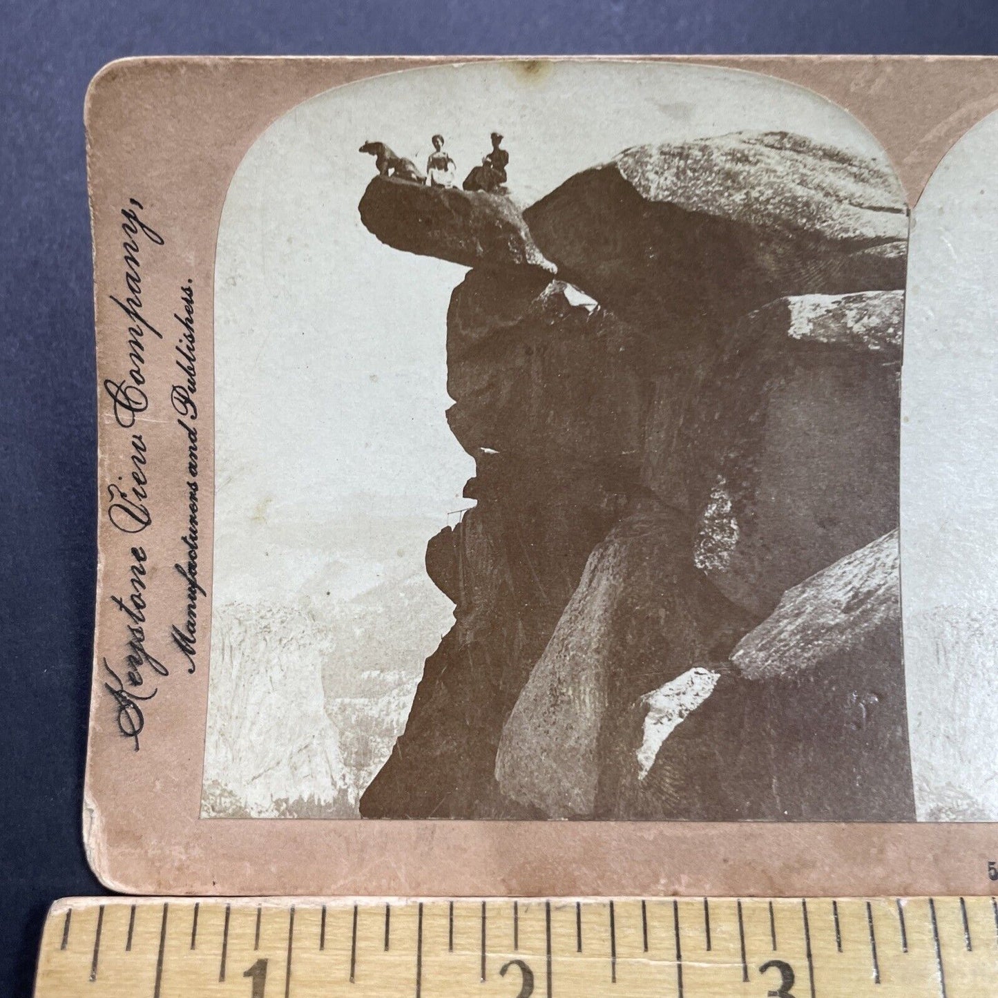 Antique 1899 Women On The Edge Yosemite Glacier Point Stereoview Photo Card 3564