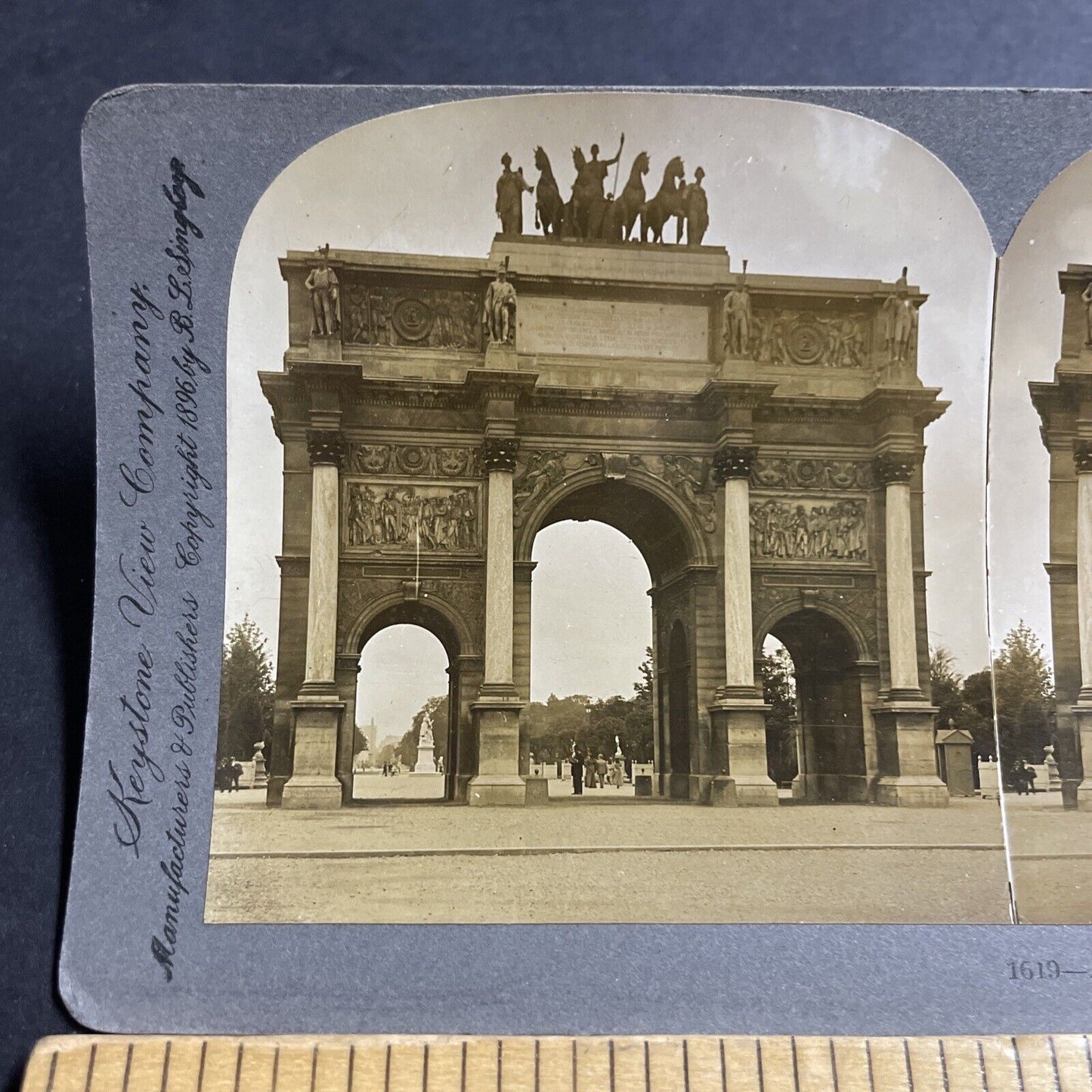 Antique 1896 The Arc De Triomphe Paris France Stereoview Photo Card P5144