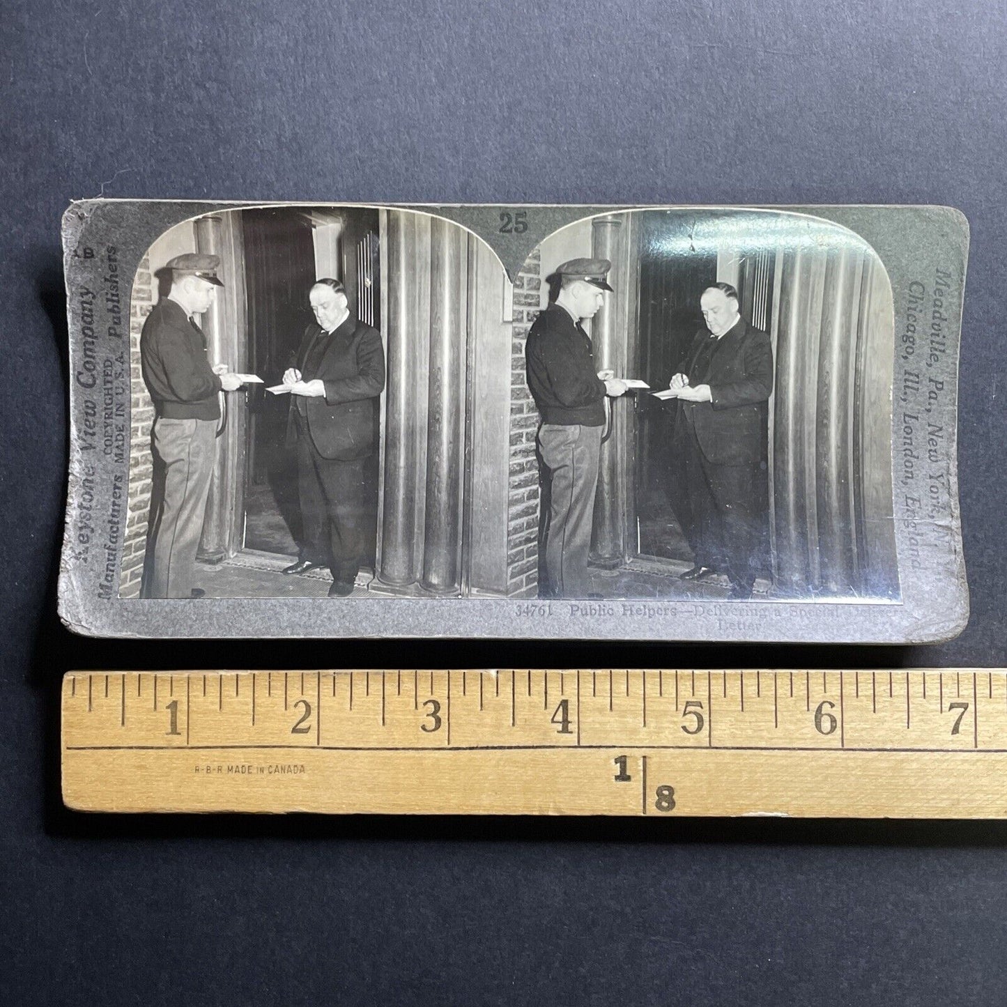 Antique 1918 USPS Mail Letter Delivery Stereoview Photo Card P1686