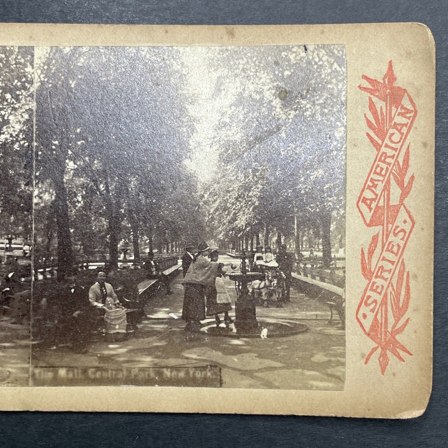 Antique 1860s Central Park Mall Manhattan New York Stereoview Photo Card P1170