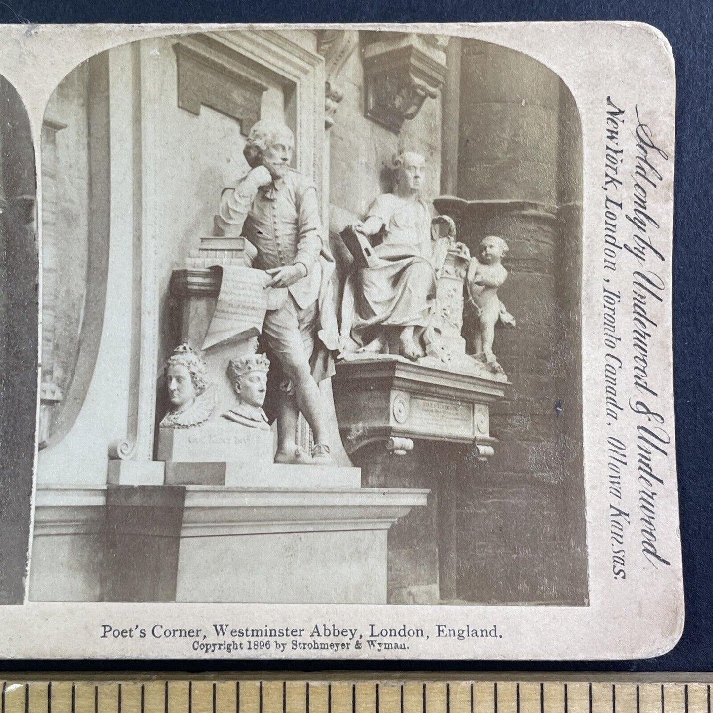 Poet's Corner Westminster Abbey Stereoview London England Antique c1896 Y416