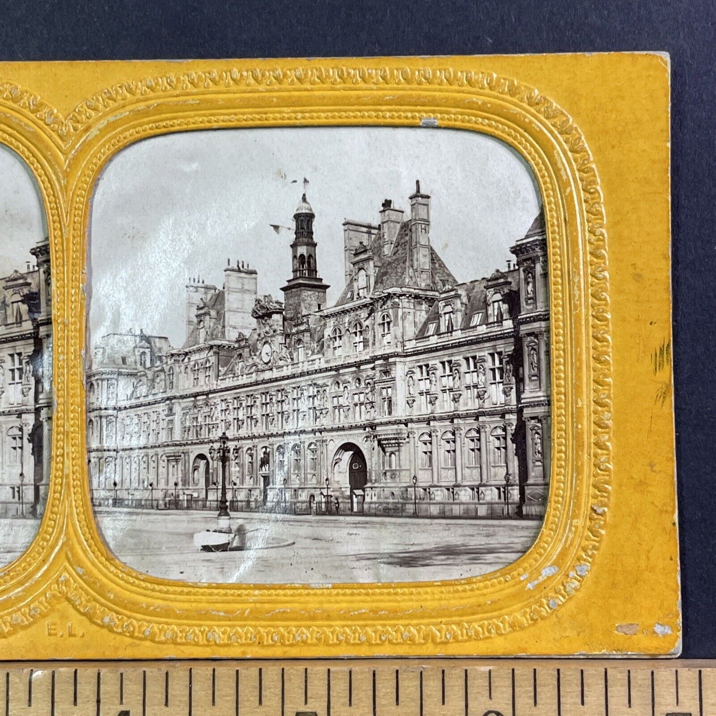 Hotel de Ville Paris France Stereoview French Tissue Antique c1860s XT2113