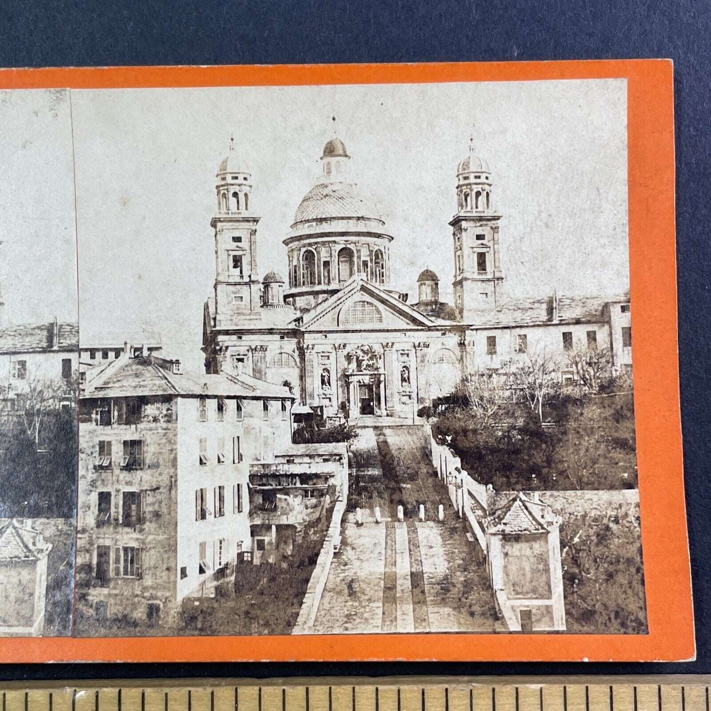 Genoa Italy Santa Maria Assunta Stereoview Celestino Degoix Antique c1870 X3779