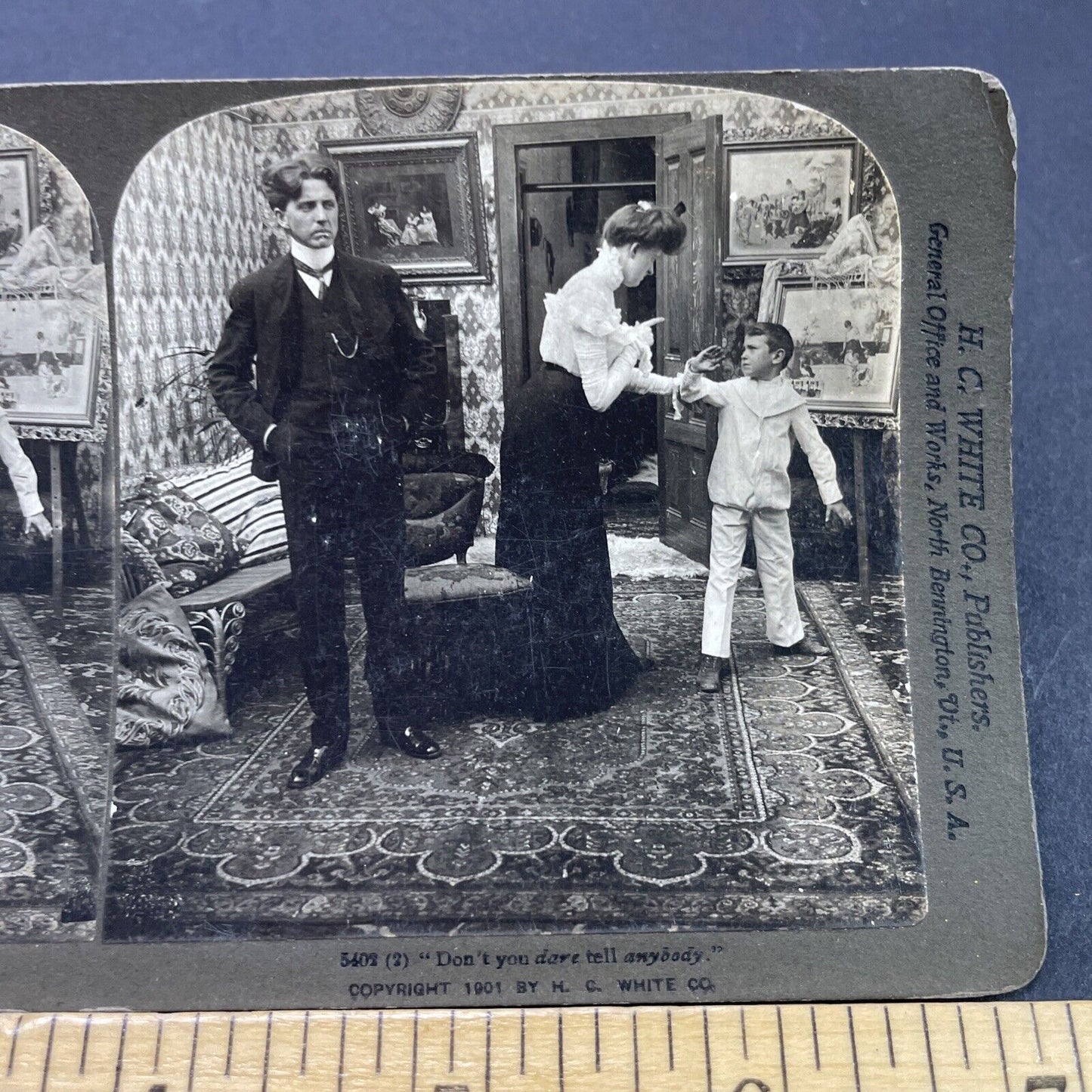 Antique 1903 Woman Gets Caught With Her Lover Stereoview Photo Card P2700