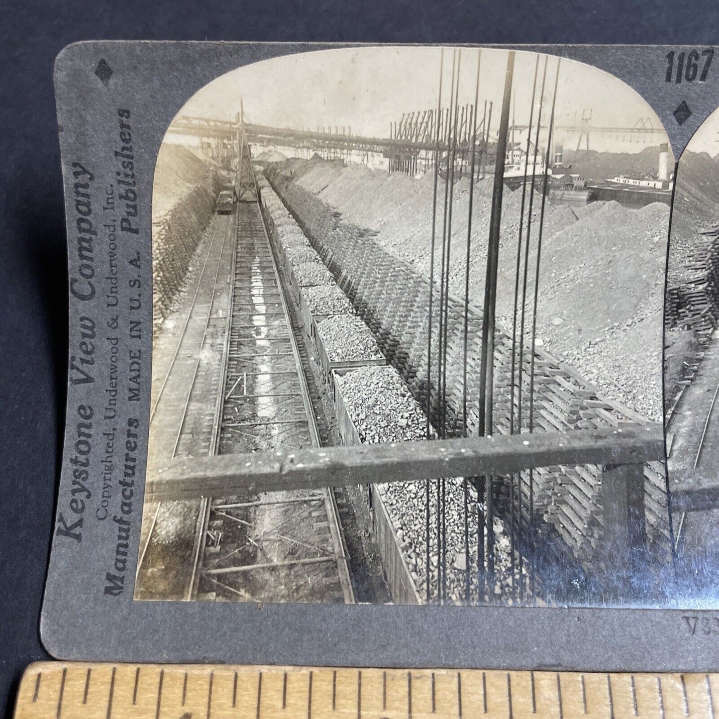 Antique 1920s A Train Loaded With Iron Ore Cleveland Stereoview Photo Card P4919