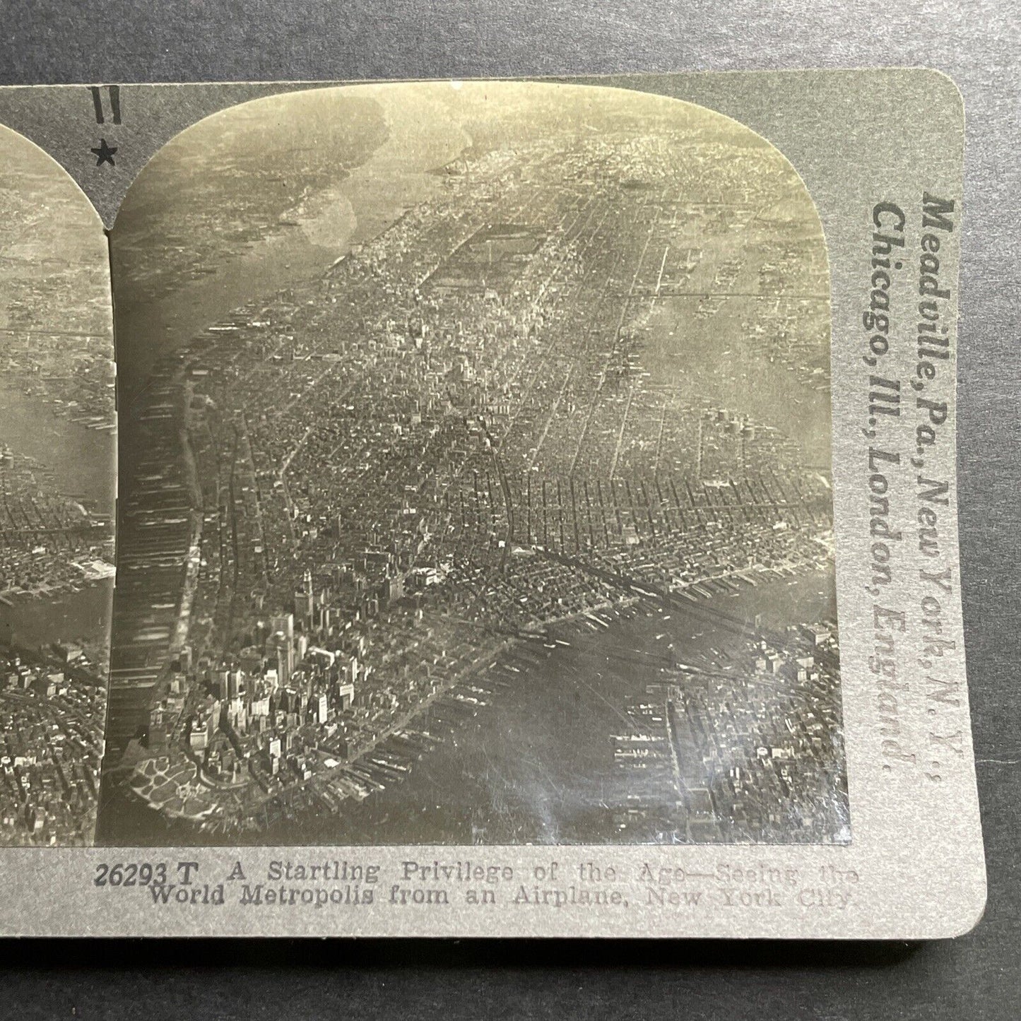 Antique 1918 Birdseye View Of Manhattan New York Stereoview Photo Card P1344