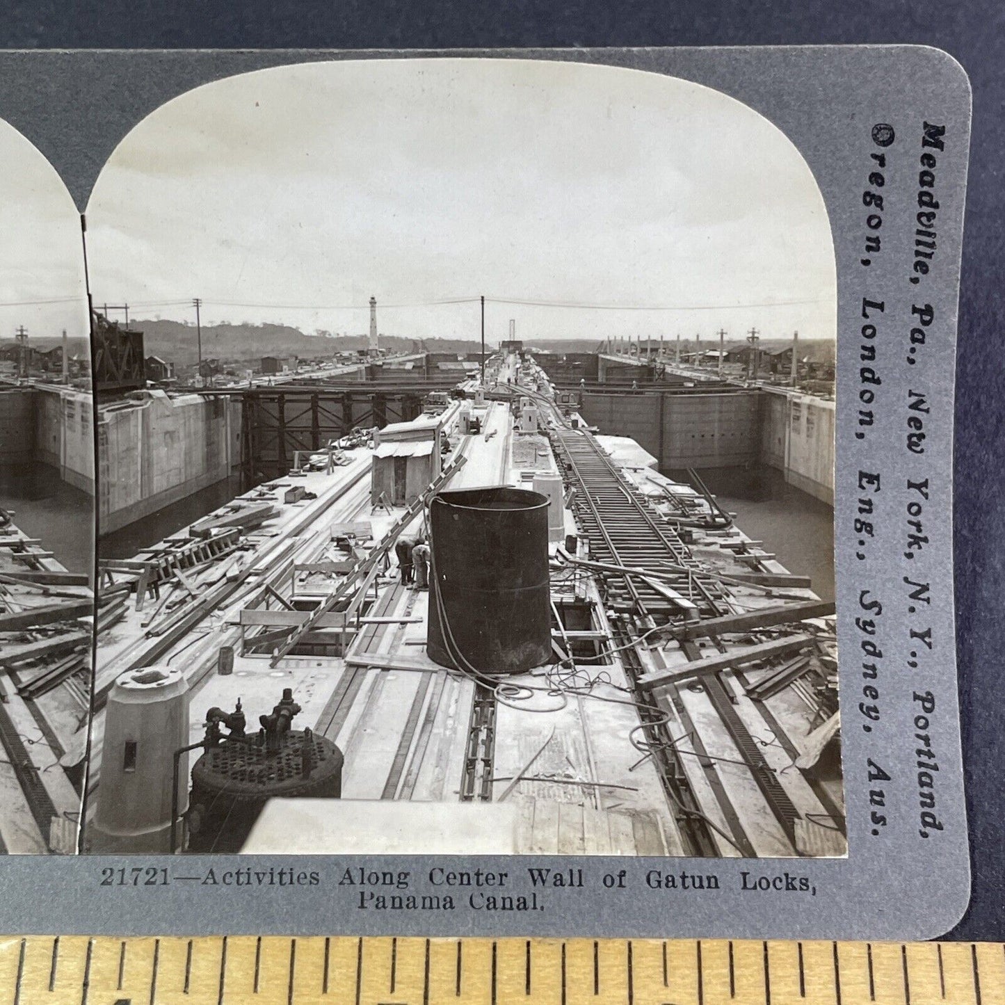 Formwork Along the Panama Canal Stereoview Antique c1913 Y2816