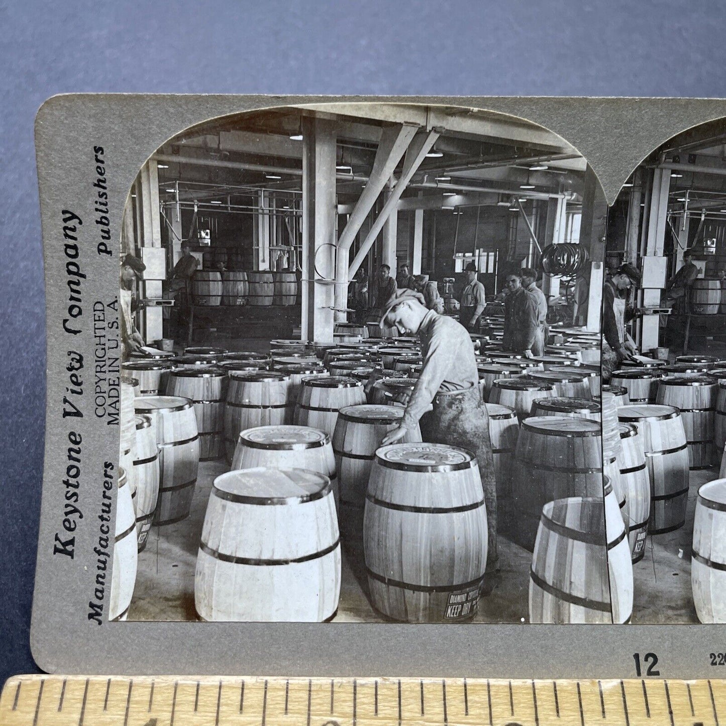 Antique 1910 Salt Barrel Warehouse St. Clair Michigan Stereoview Photo Card 2459