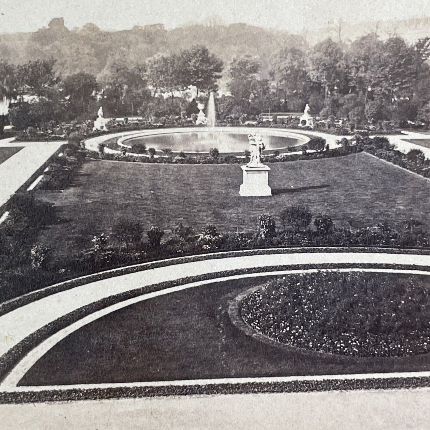 Tuileries Fountain And Garden Stereoview Paris France Antique c1870 X3597