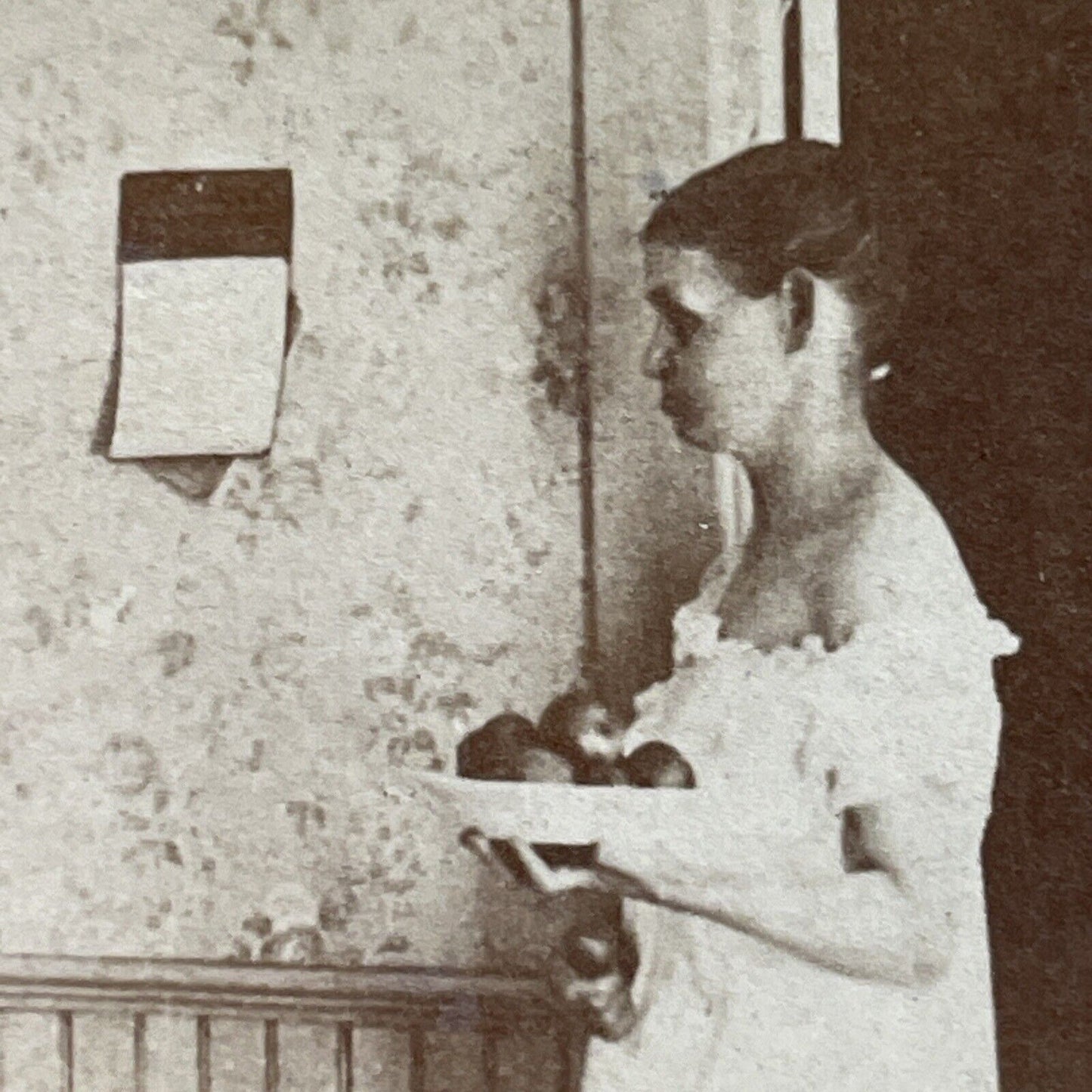 Antique 1880s Woman Serves Tomatoes In Her Underwear Stereoview Photo Card P3462