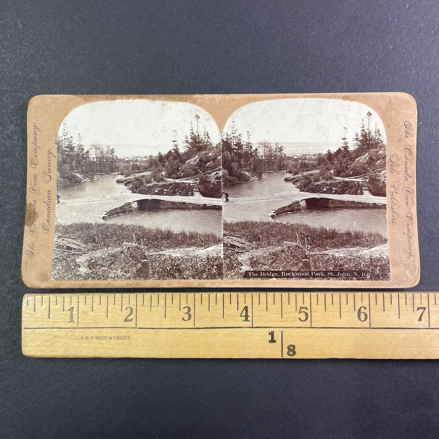 Rockwood Park Bridge Saint John New Brunswick Stereoview Antique c1890s Y1385