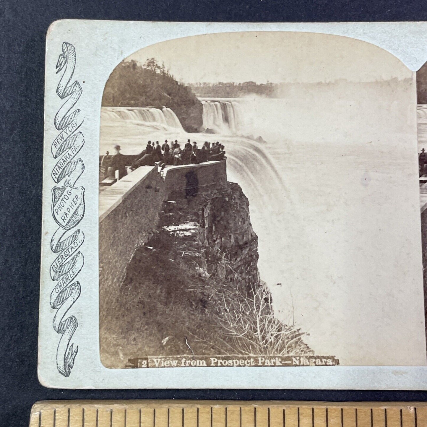 Niagara Falls Prospect Point New York Stereoview  Charles Bierstadt c1870s Y1830