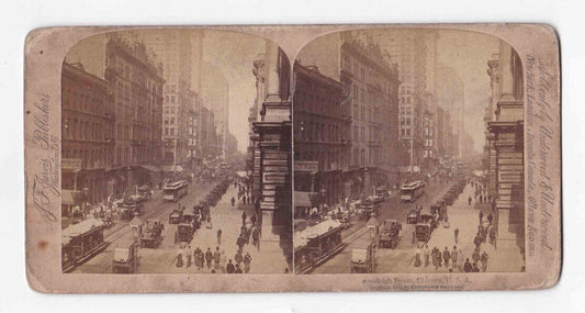 Antique 1893 Randolph Street Downtown Chicago Illinois Stereo Card P229