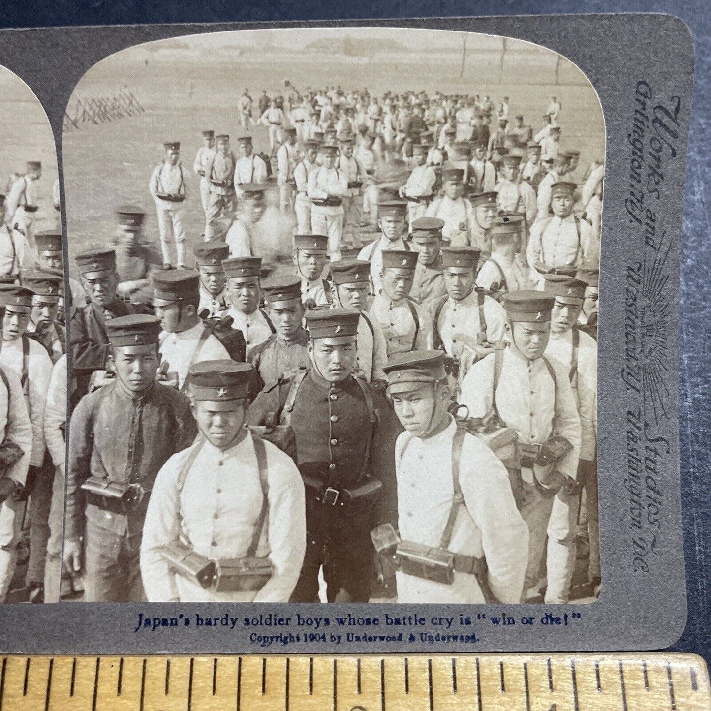 Antique 1904 Japan Army Soldiers Hardened By War Stereoview Photo Card P1820