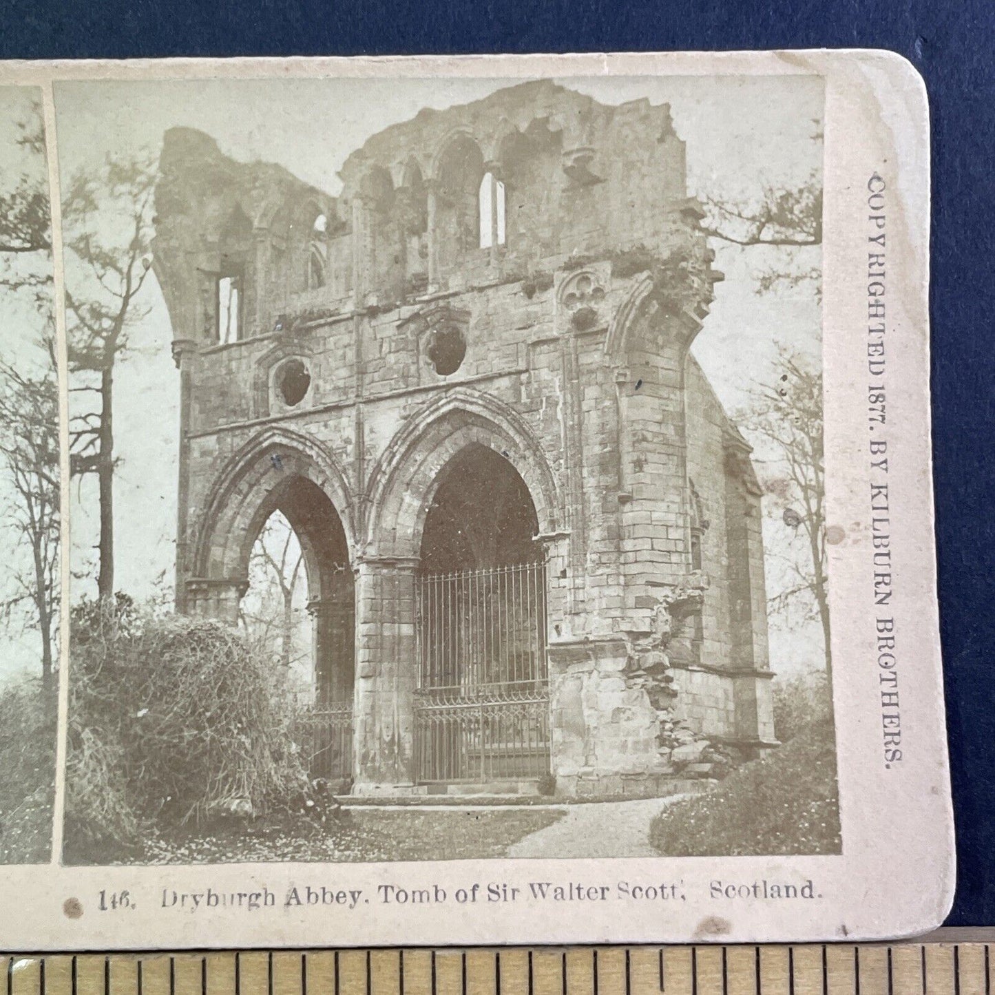 Dryburgh Abbey Sir Walter Scott Scotland Stereoview Kilburn Antique c1877 X3825