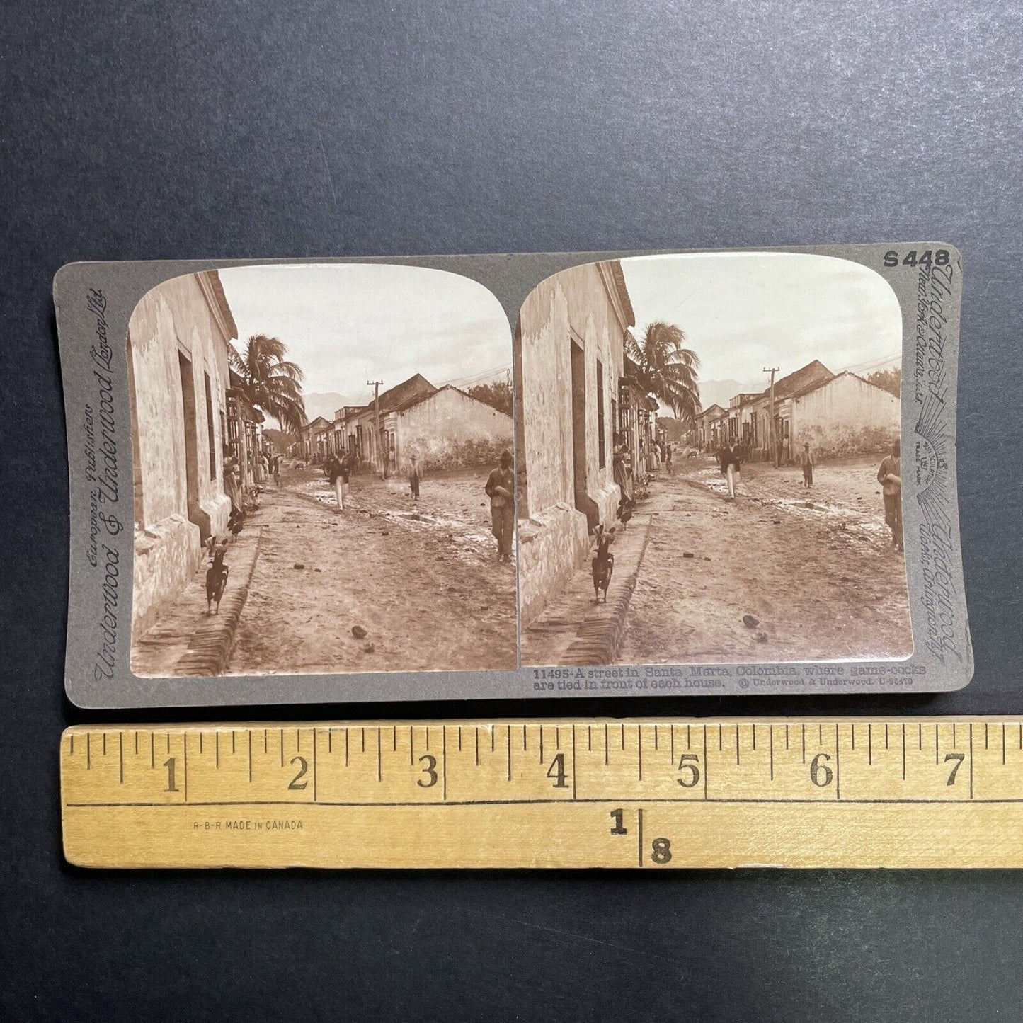 Antique 1905 Santa Marta Colombia Downtown Street Stereoview Photo Card P1319