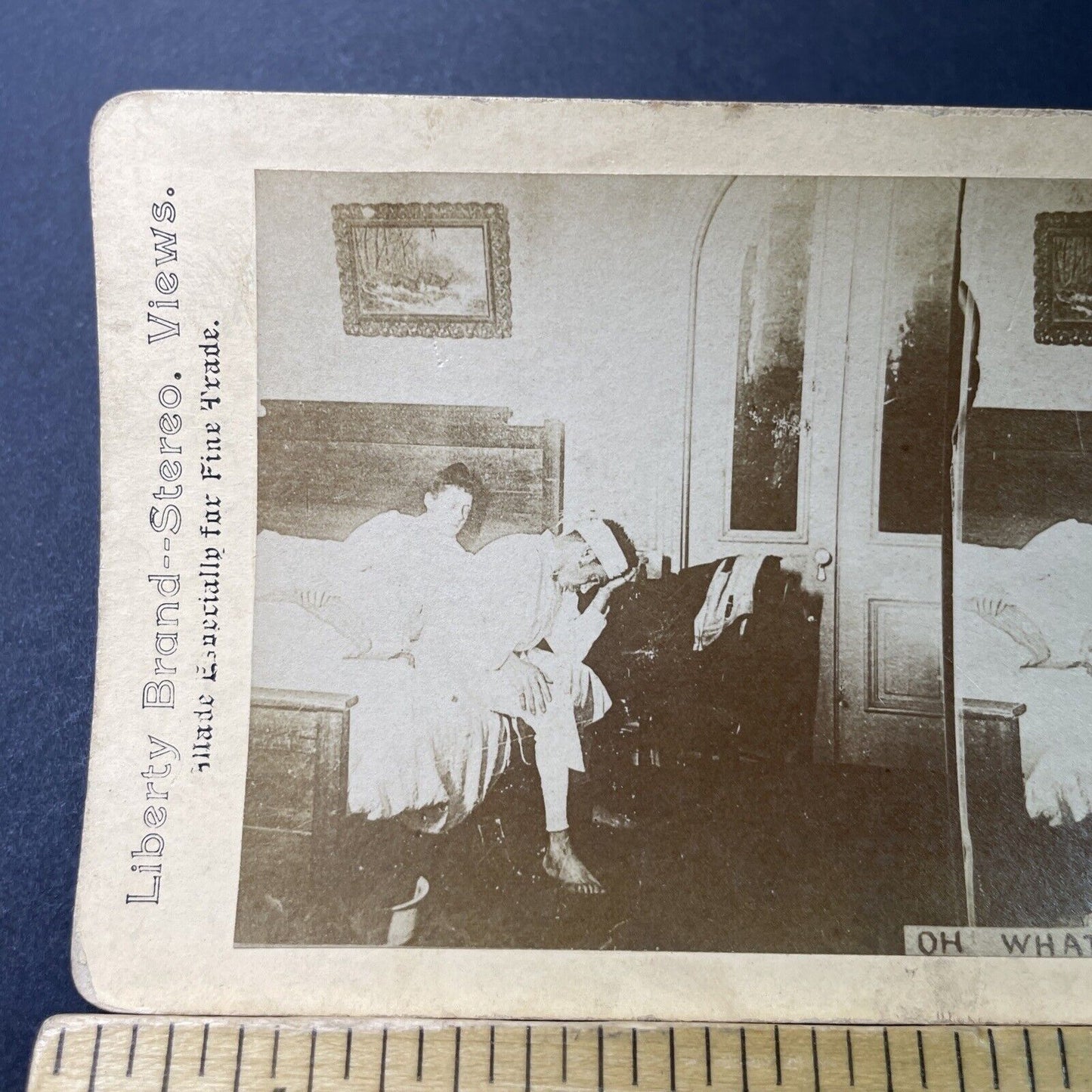 Antique 1870s Man Has A Hangover In Morning Stereoview Photo Card P3384