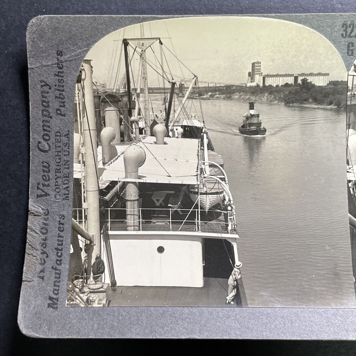 Antique 1918 Ship Canal Buffalo Bayou Houston Texas Stereoview Photo Card P1305