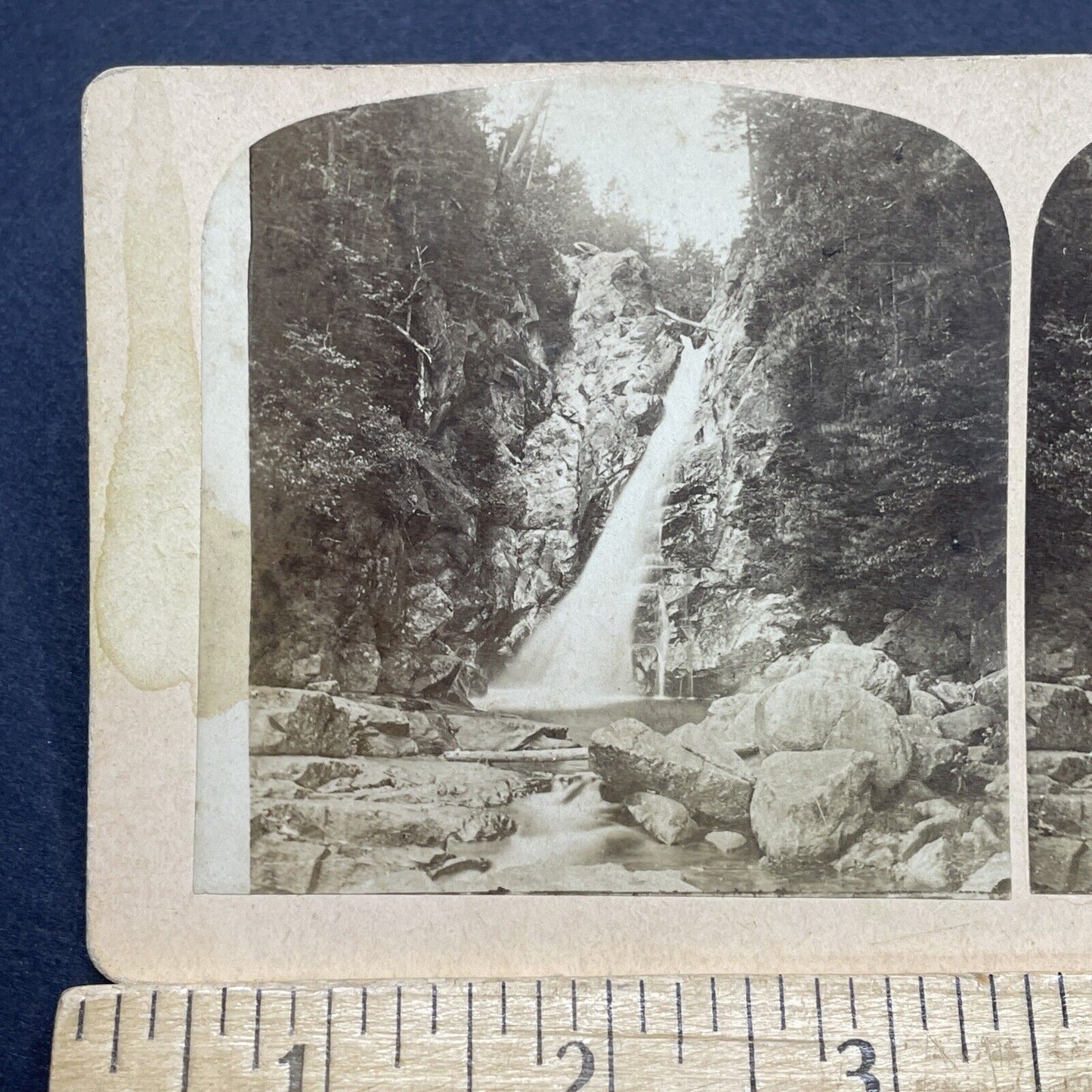 Antique 1880s Glen Ellis Falls Jackson NH Stereoview Photo Card V1709
