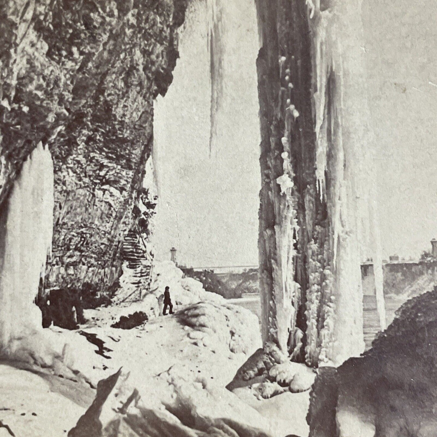 Antique 1890 A Massive Icicle Niagara Falls Ontario Stereoview Photo Card P4330