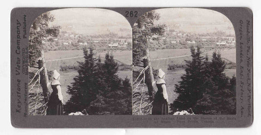 1904 Traditional Acadian Girl In New Minas, Nova Scotia, Canada Stereo Card P400