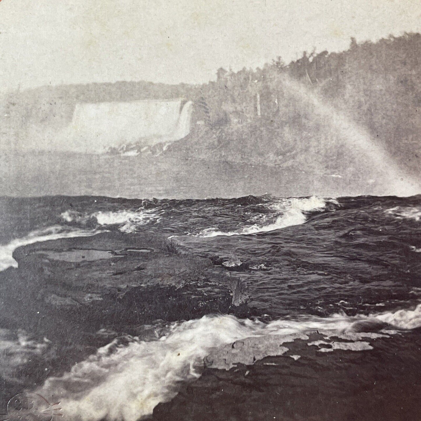 A Rainbow Over Niagara Falls Stereoview Charles Bierstadt Antique c1870s Y1847