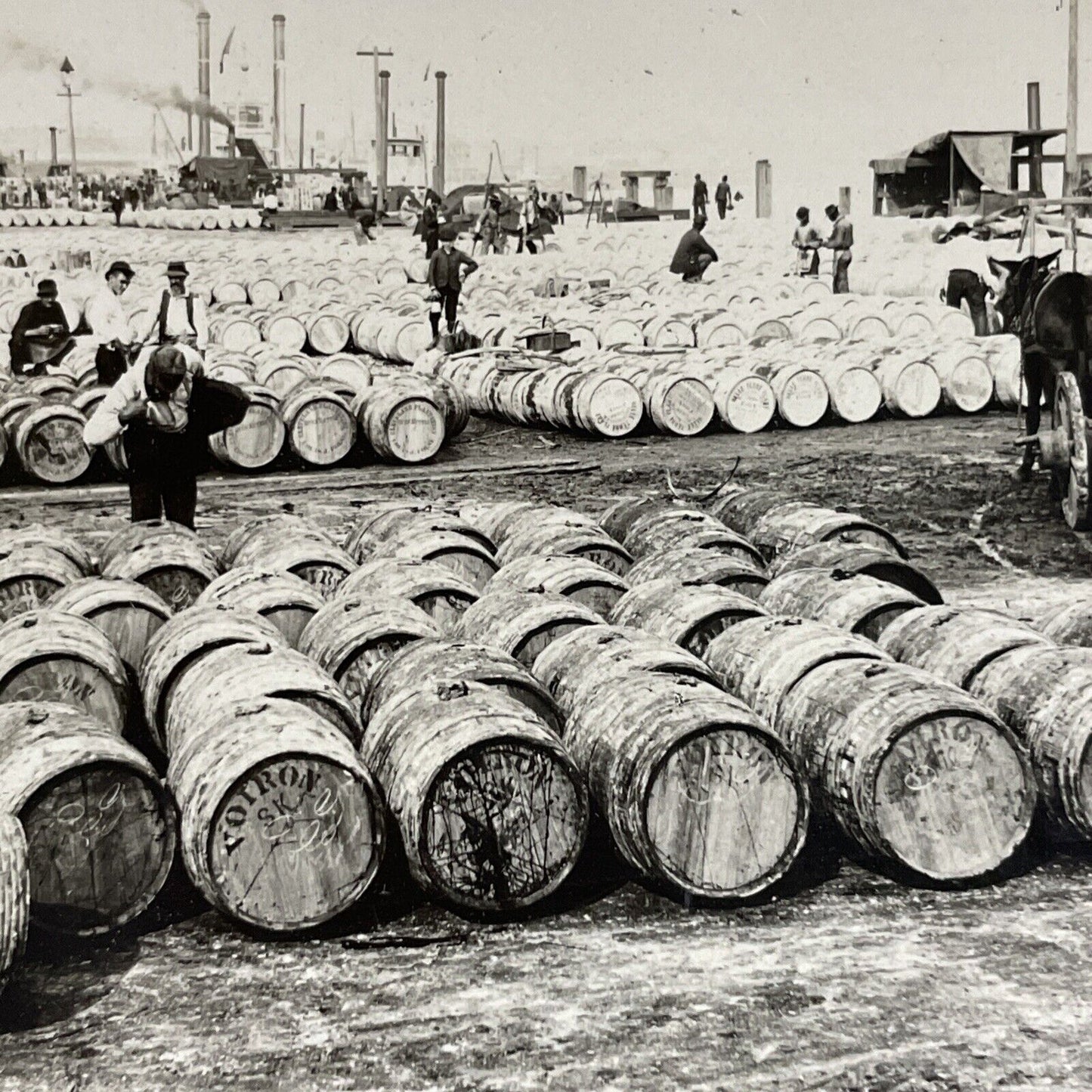 Antique 1910s Barrels Of Sugar & Rum New Orleans LA Stereoview Photo Card P5020