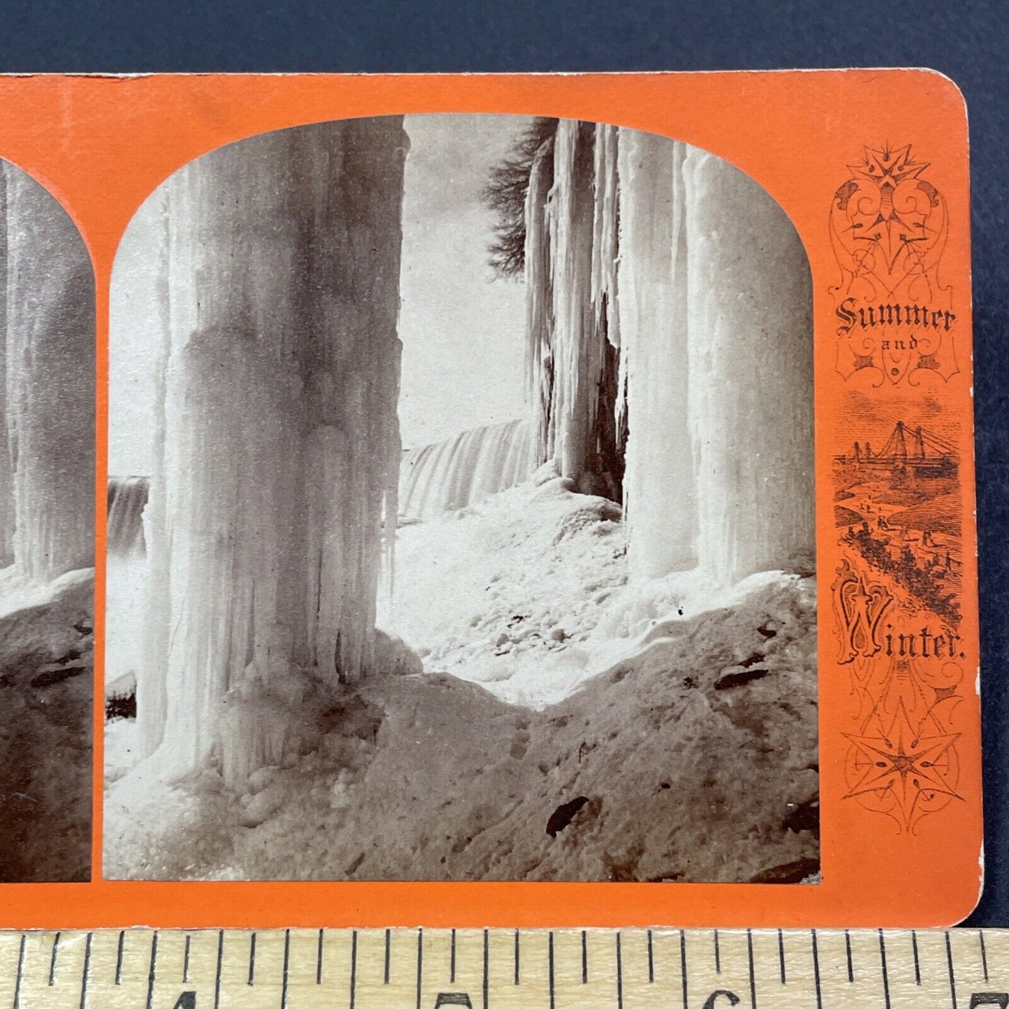 Antique 1870s Bottom Of Niagara Falls Ontario Side Stereoview Photo Card V1910