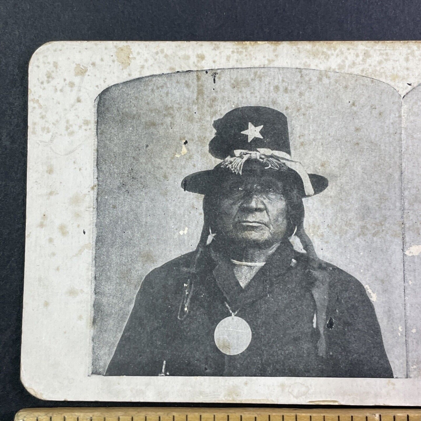 Comanche Indian Chief Tosahwi Stereoview Confederate Soldier Antique 1920s X3763