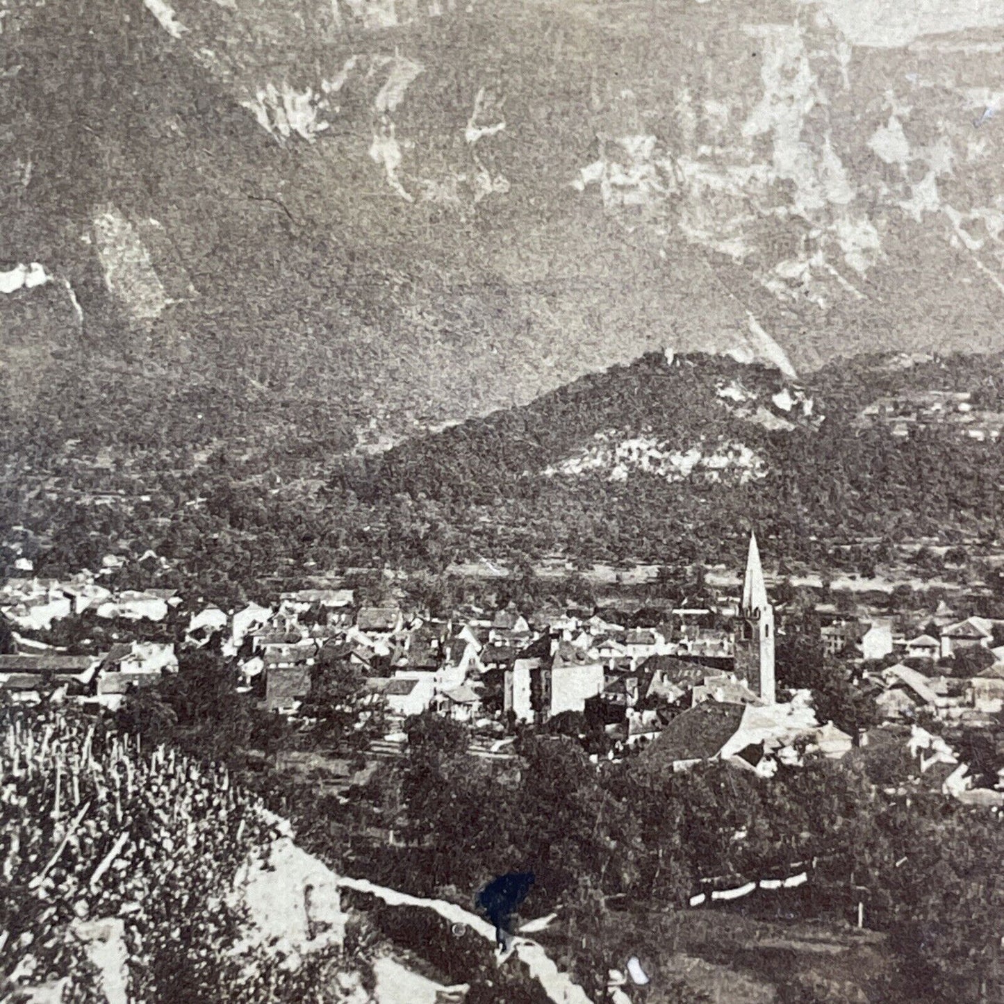 City Of Bex Switzerland Stereoview RARE EARLY PHOTO Antique c1855 X3671