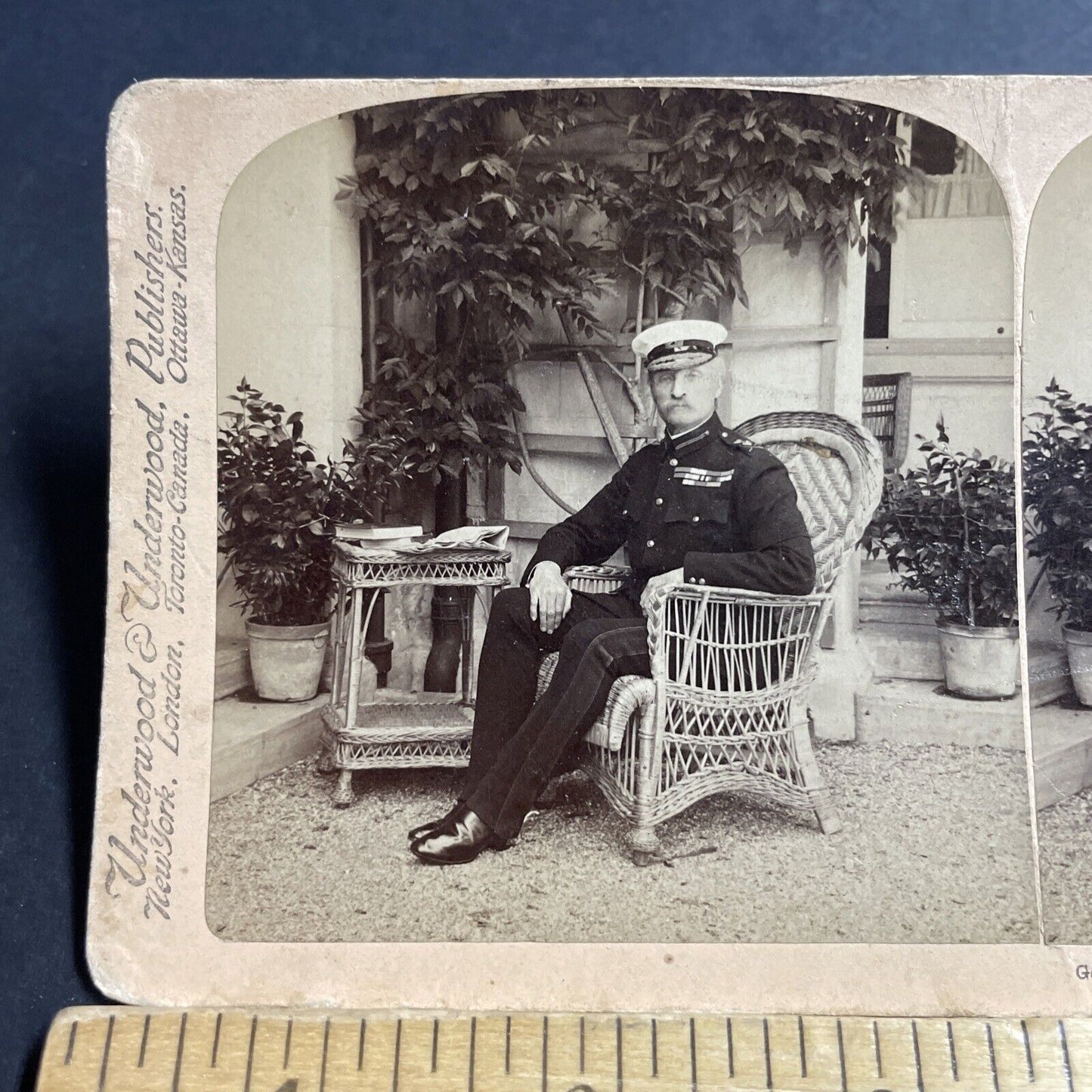 Antique 1901 British Army General George White Stereoview Photo Card P5537