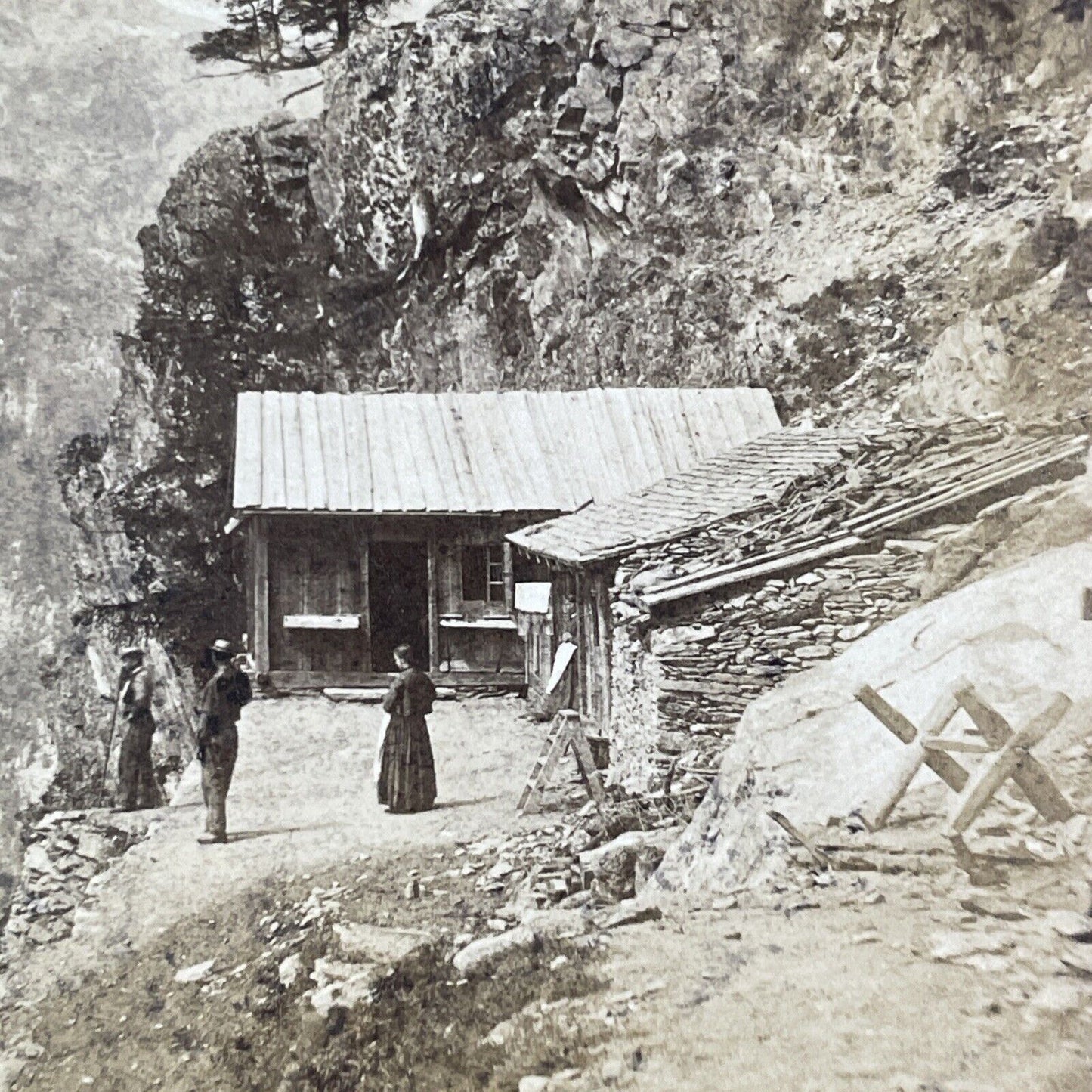 Le Chapeau House Chamonix Mountains France Stereoview Antique c1865 X3605