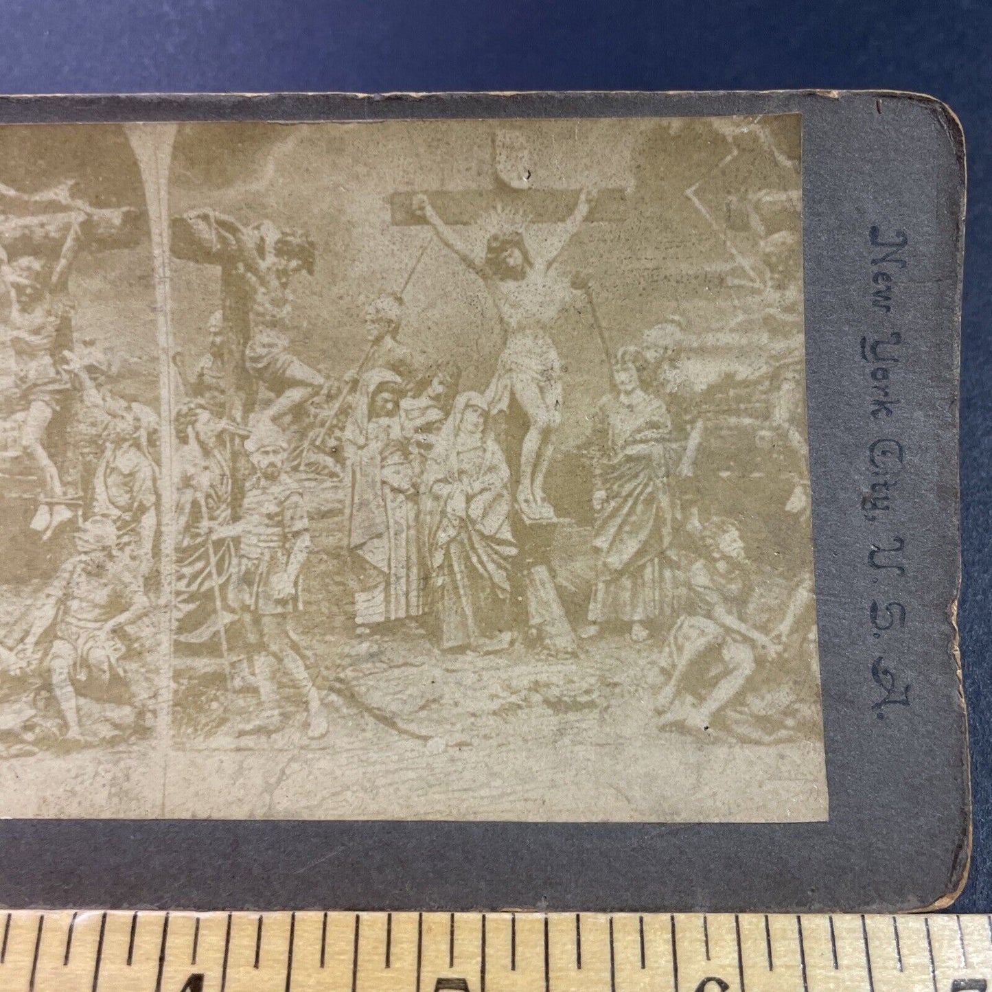 Antique 1870s Jesus Is Crucified On The Cross Stereoview Photo Card P3416