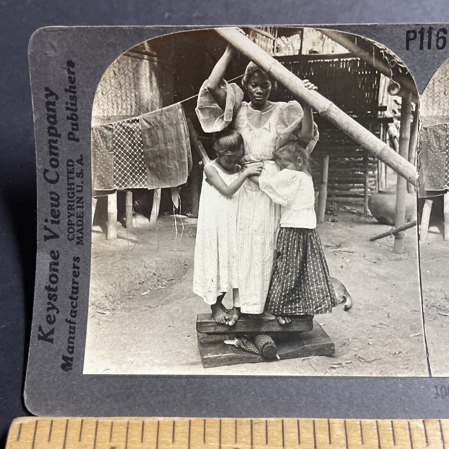 Antique 1920s Primitive Clothes Iron Manila Philippi Stereoview Photo Card P5089