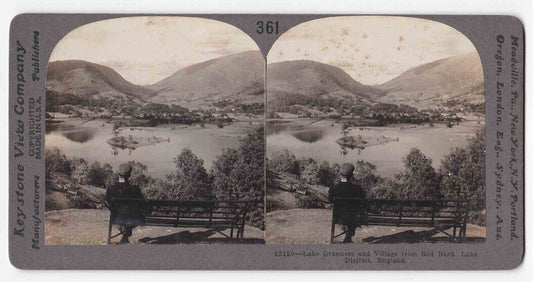 Antique 1903 Lake Grasmere The Village From The Red Bank England Photo Card P031