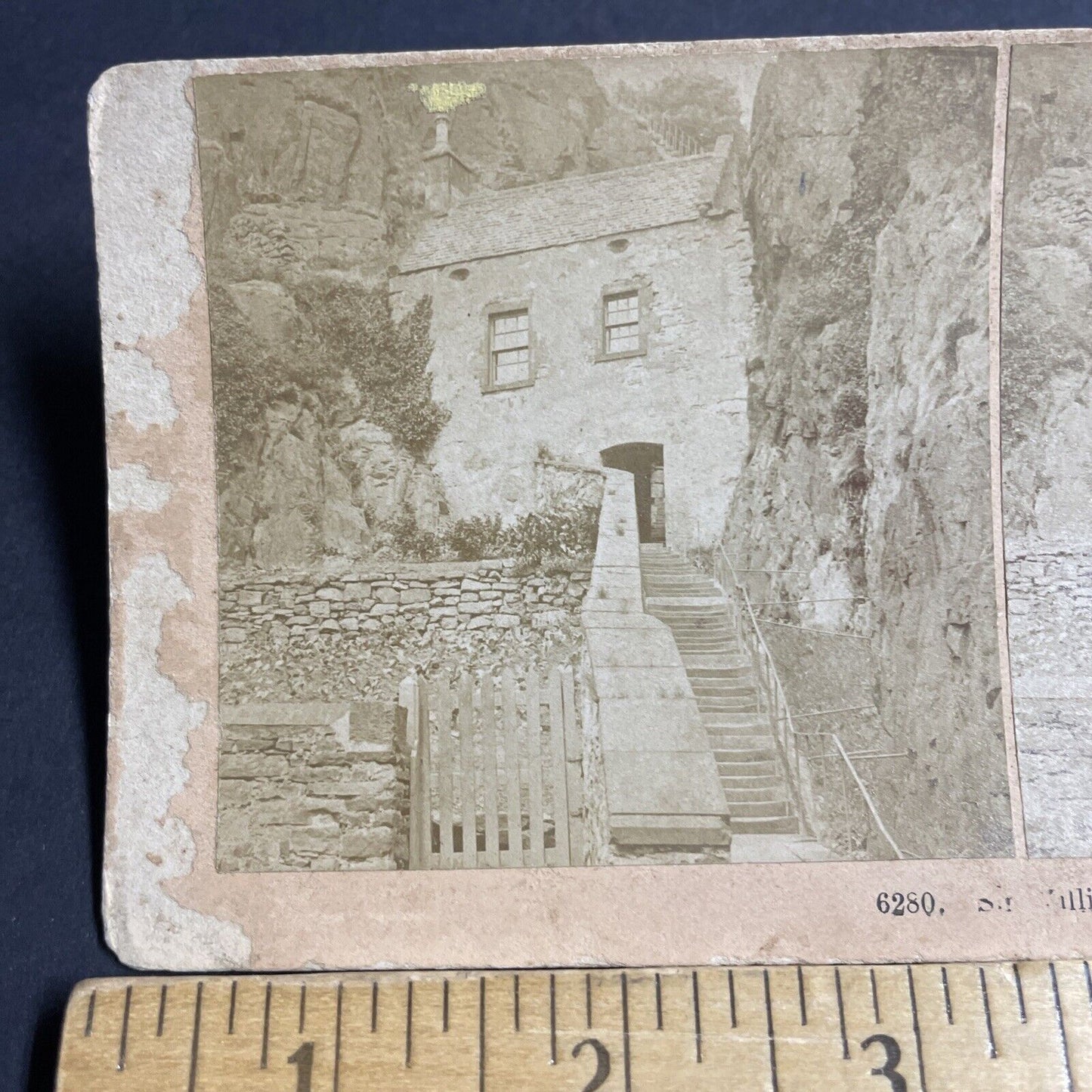 Antique 1891 William Wallace Prison In Scotland Stereoview Photo Card P4489