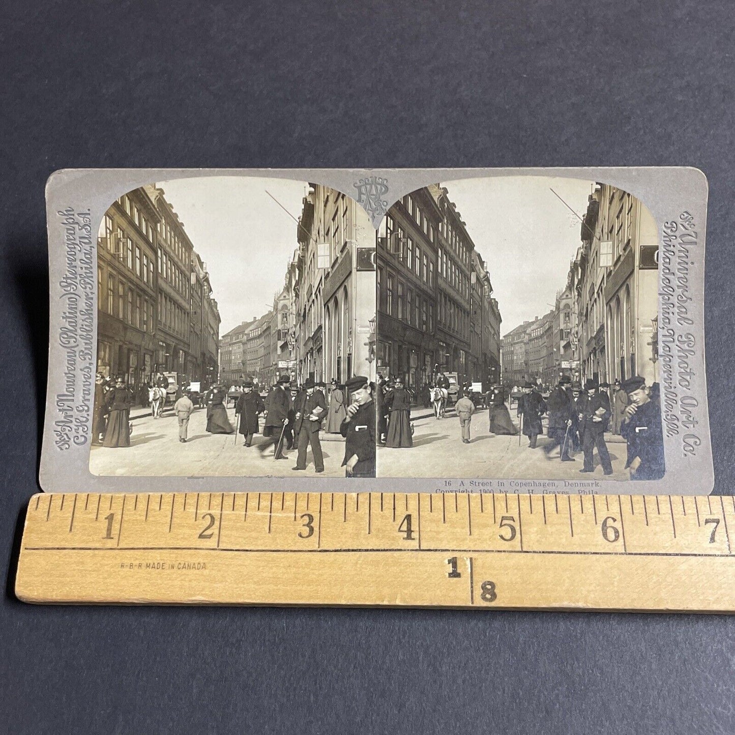 Antique 1900 Main Street In Copenhagen Denmark Stereoview Photo Card P4201